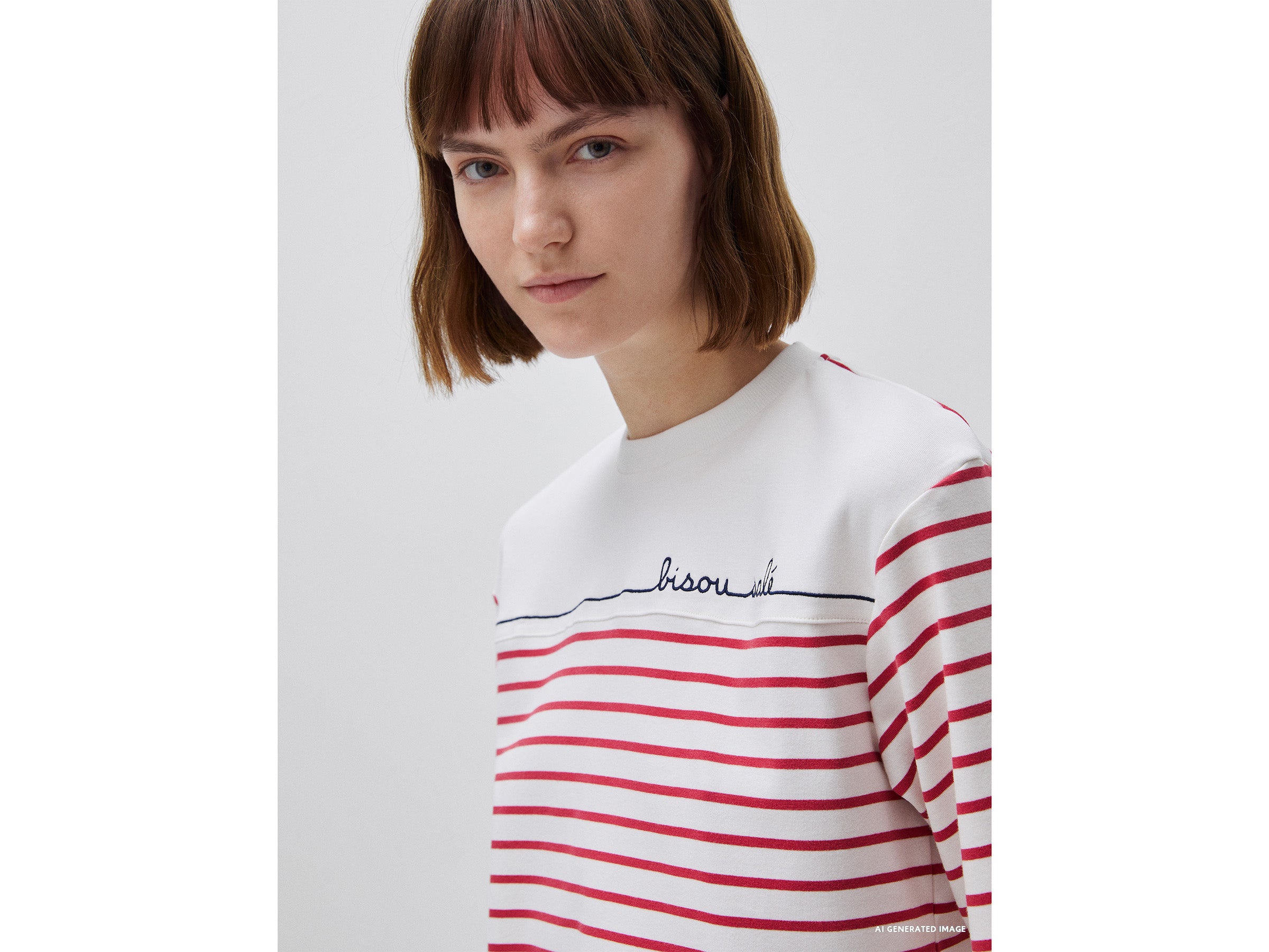 T-shirt às riscas marinière com bordado - ucb_image_FY