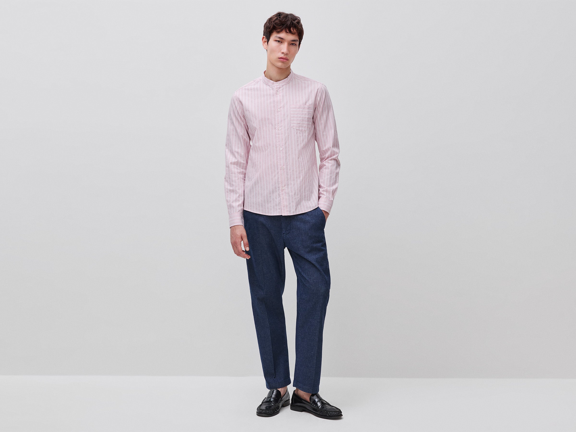 Camisa às riscas gola coreana - ucb_image_FY