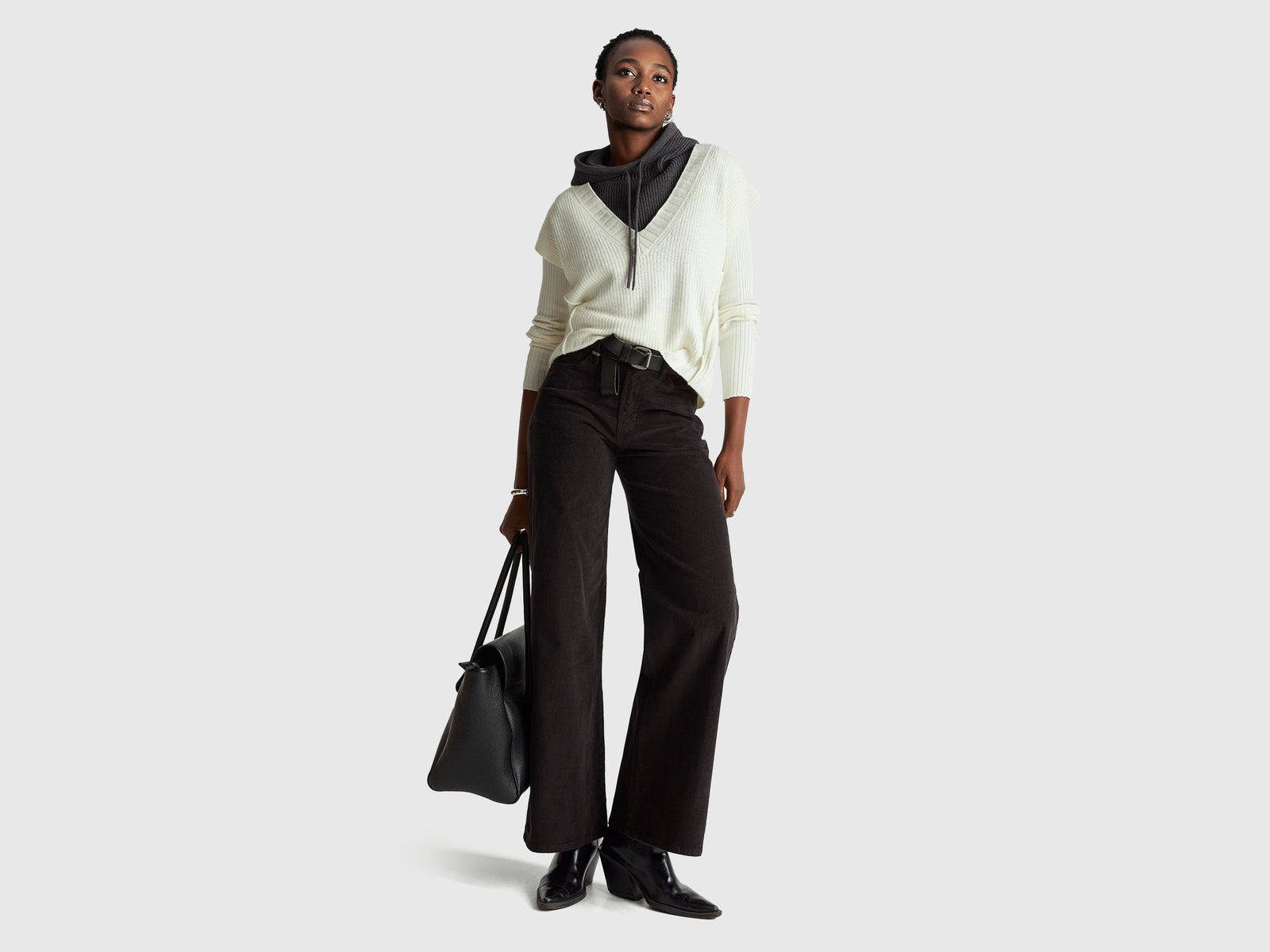 Wide fit velvet trousers