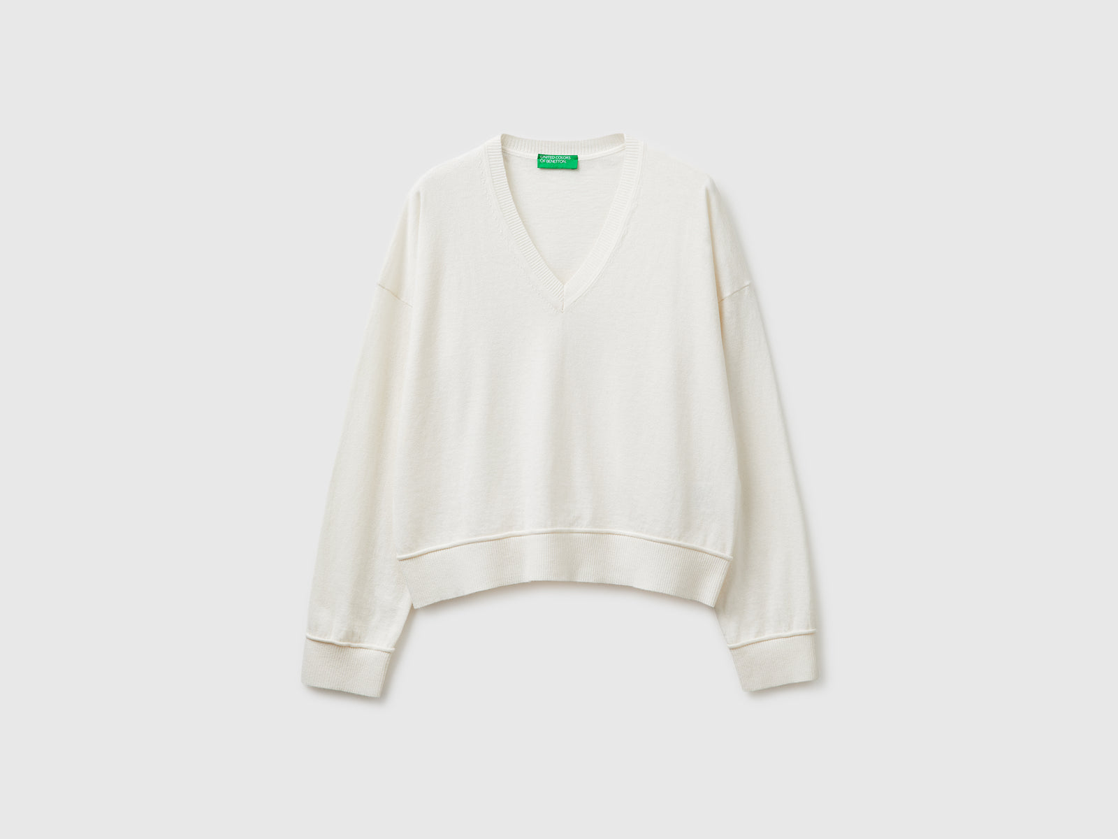 Camisola decote em V em algodão e lã - ucb_image_FS