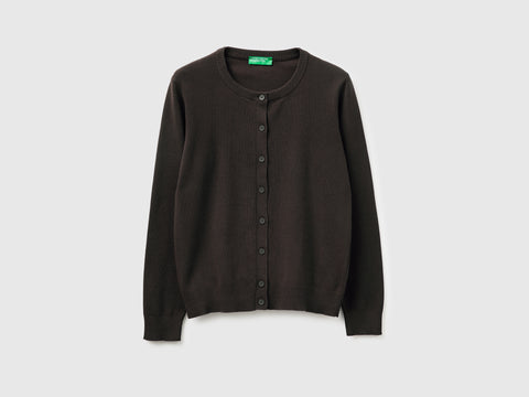 Brown cardigan in tricot cotton - ucb_image_FS