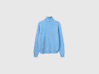 Camisola de gola alta azul-claro em pura lã Merino - ucb_image_BS