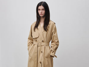 Double-breasted trench coat with belt
