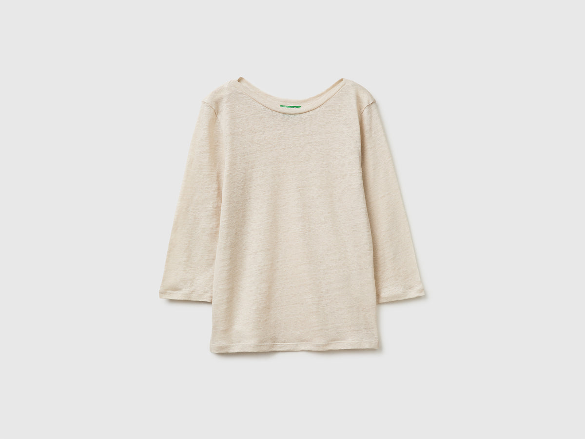 Boat-neck T-shirt in pure linen - ucb_image_FS