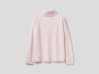 Camisola de gola alta rosa-claro em mistura de lã e caxemira. - ucb_image_BS