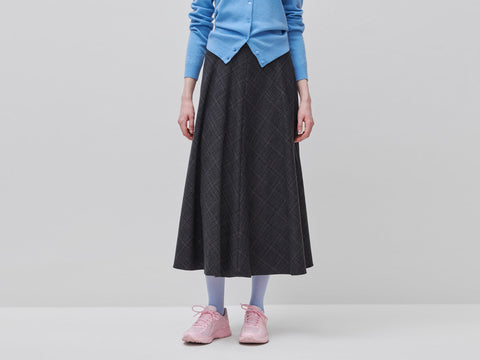 Saia comprida tartan em viscose mista - ucb_image_F