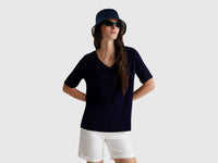 T-shirt decote em V em viscose stretch - ucb_image_F