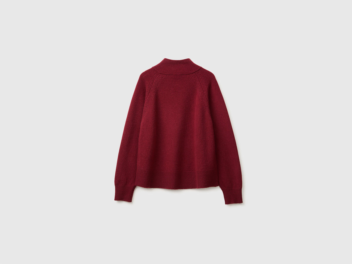 Camisola de gola alta com botões 100% lã - ucb_image_BS
