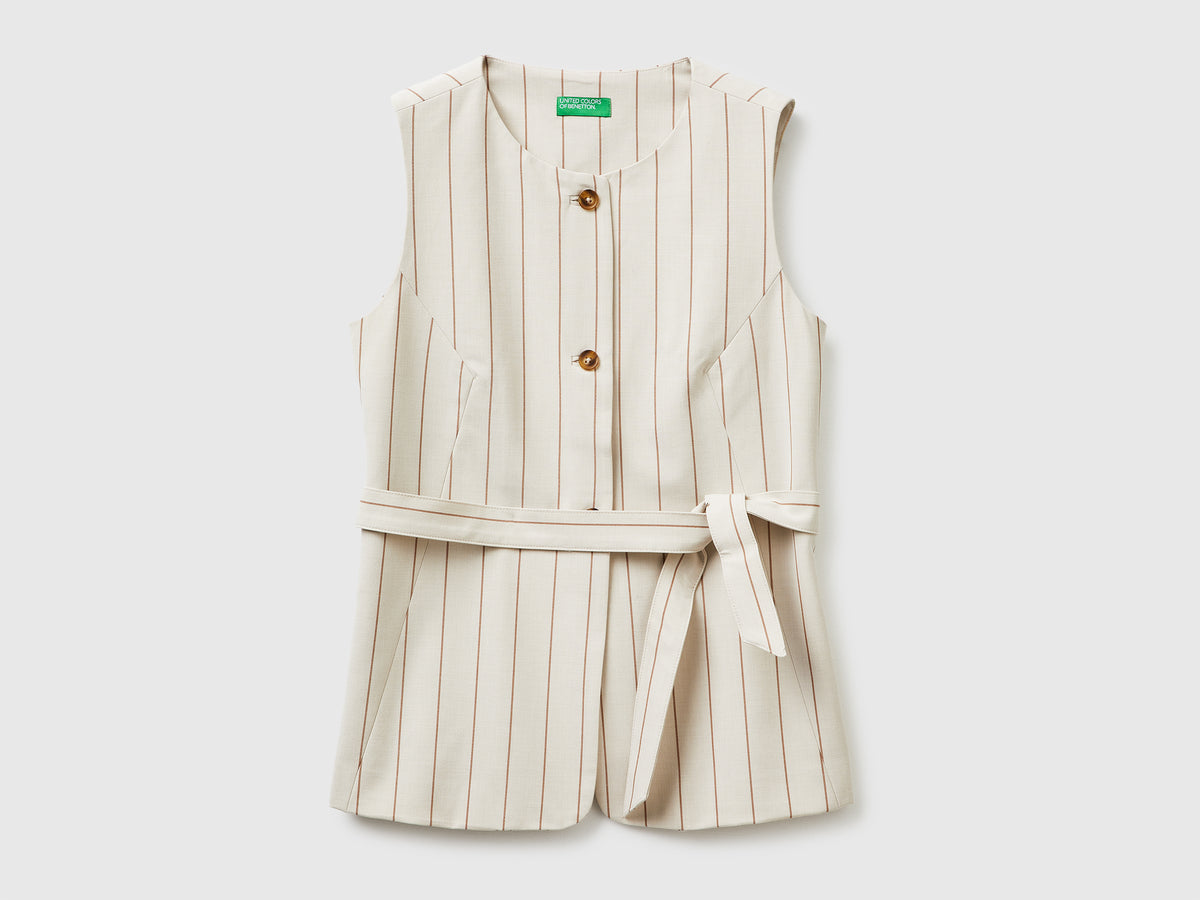 Long pinstriped waistcoat with belt - ucb_image_FS