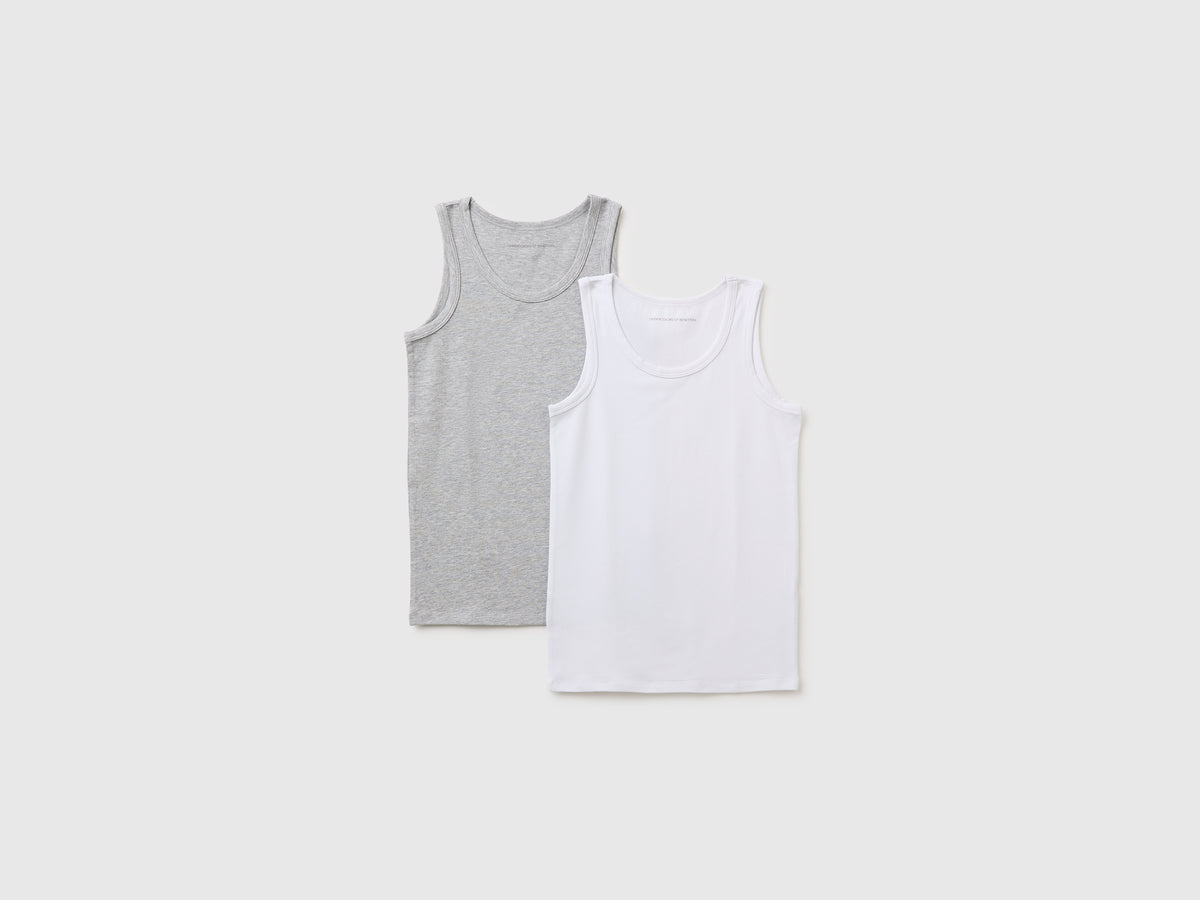 Duas t-shirts sem mangas de roupa interior em algodão stretch - ucb_image_FS