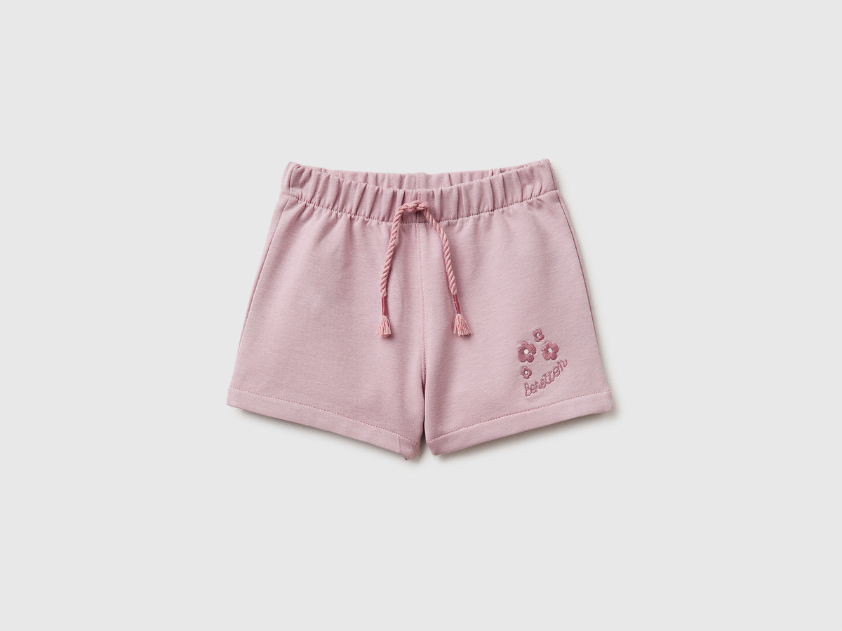 Fleece shorts with floral embroidery - ucb_image_FS