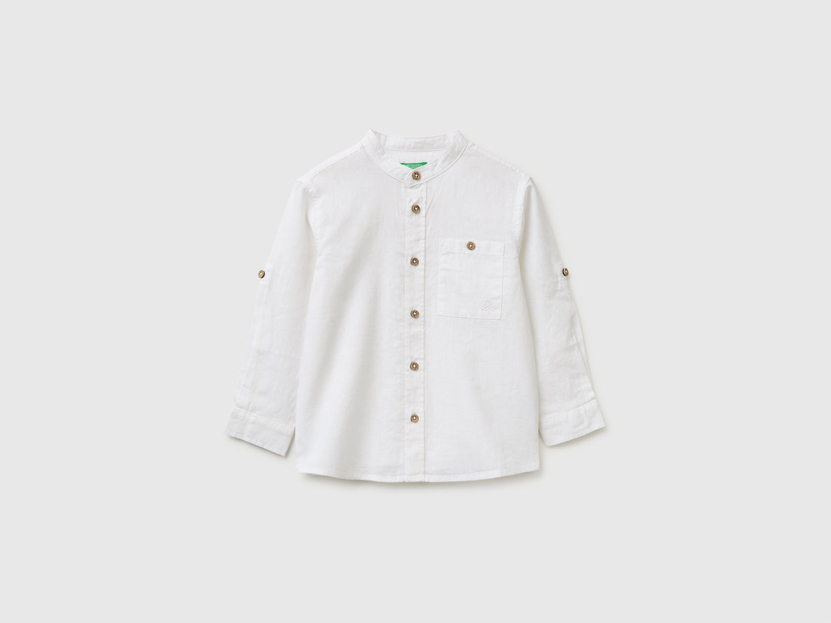 Linen blend mandarin collar shirt - ucb_image_FS