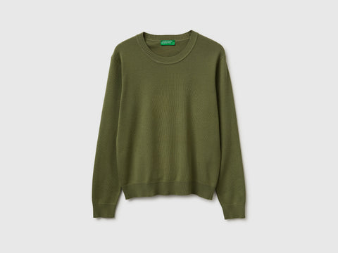 Olive green sweater in tricot cotton - ucb_image_FS