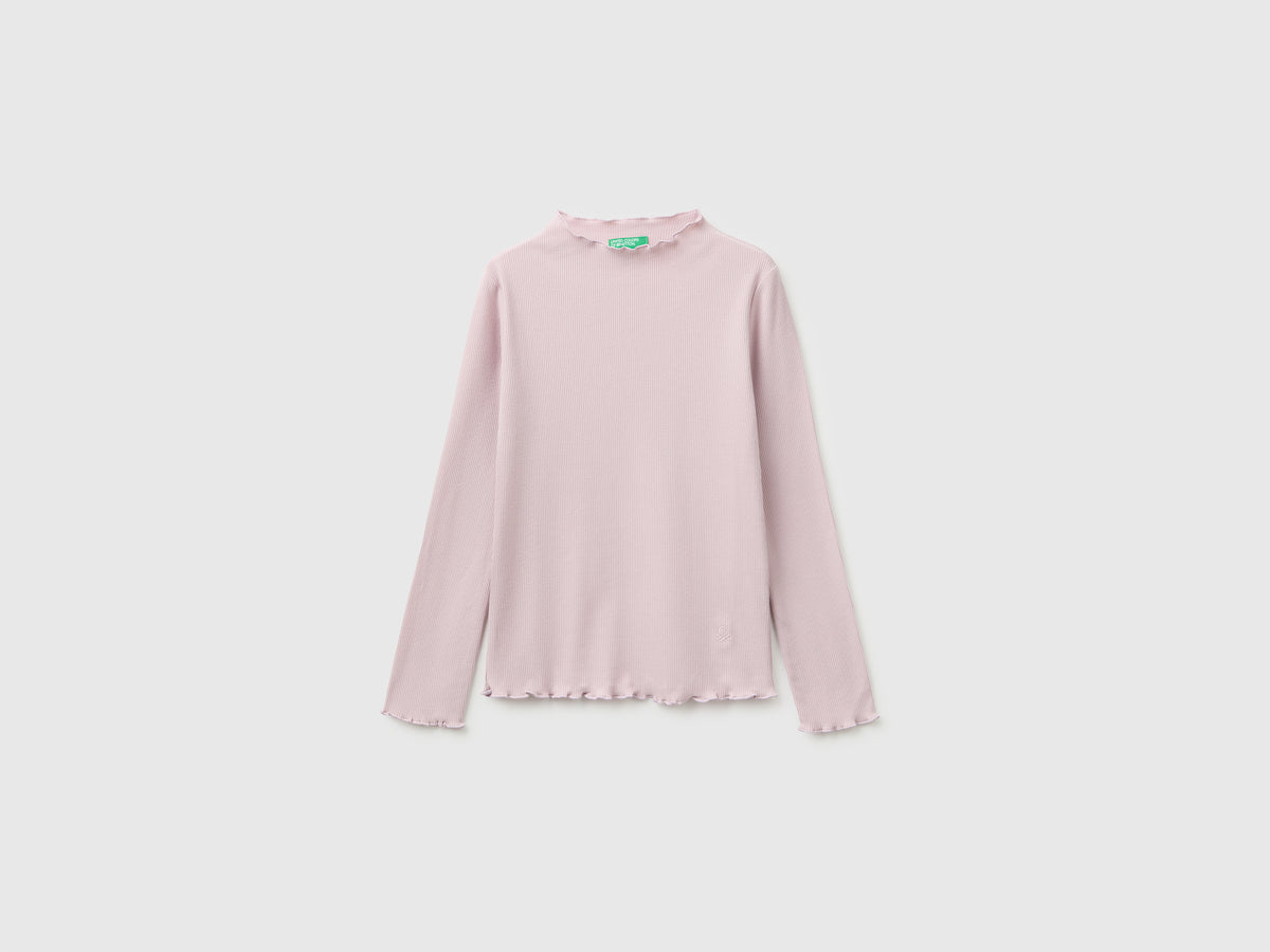 T-shirt de gola alta em mistura de algodão quente - ucb_image_FS