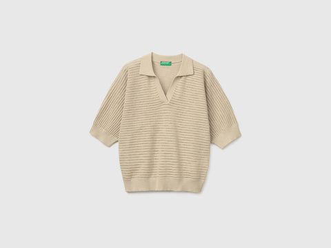 Perforated polo shirt in linen blend - ucb_image_FS