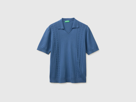 Knitted polo shirt with cables - ucb_image_FS
