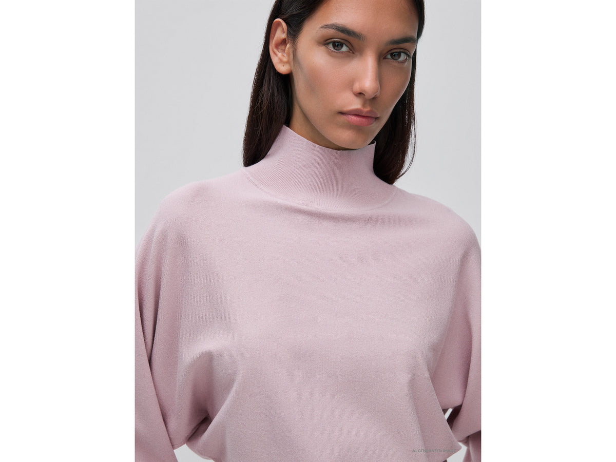 High neck sweater with batwing sleeves