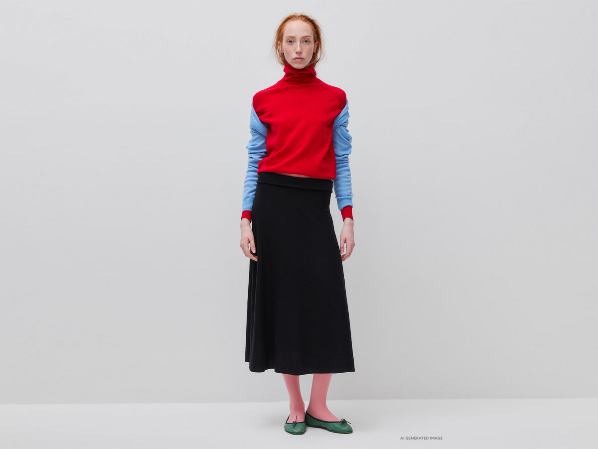 Midi skirt in a wool-blend knit