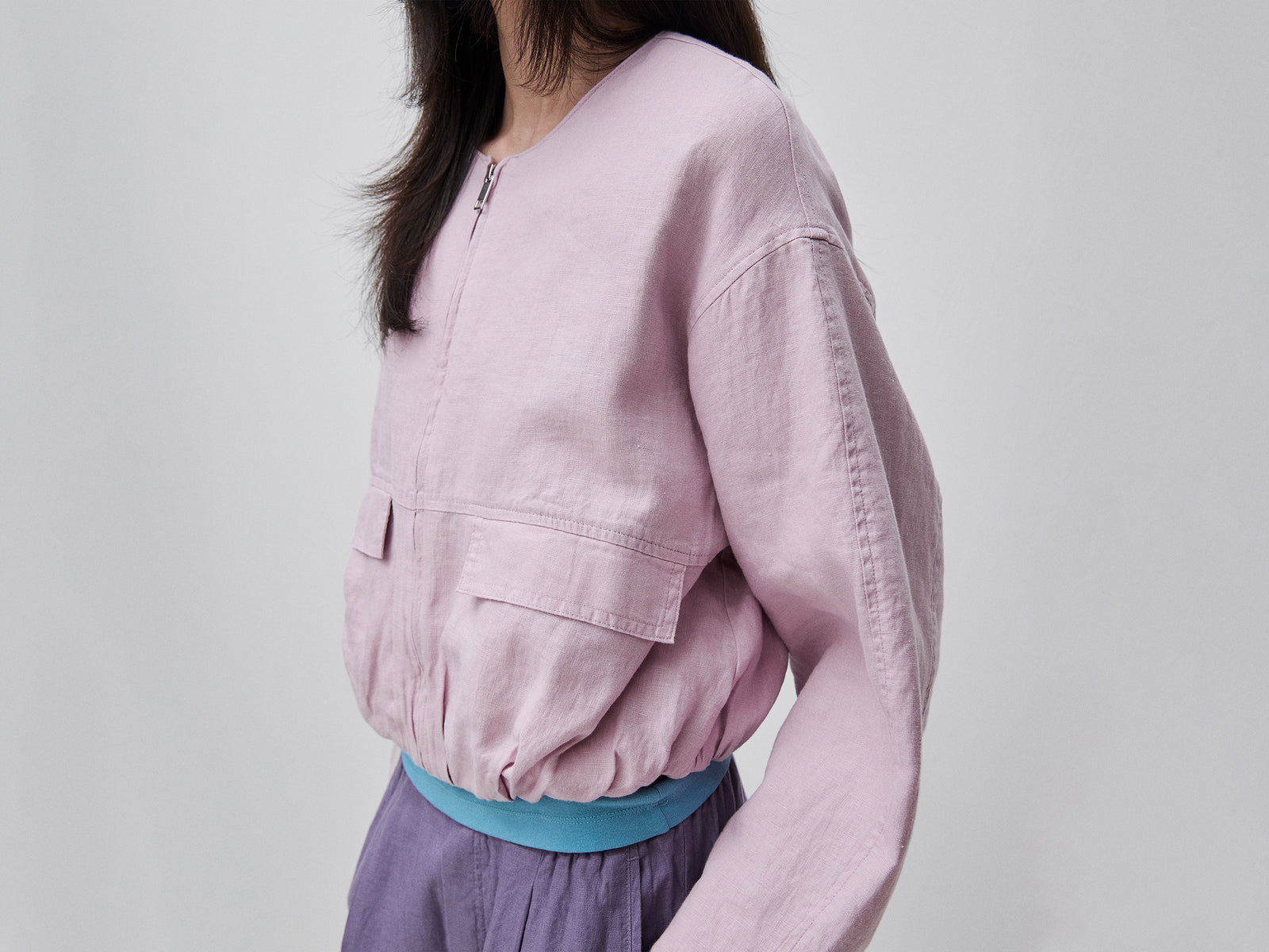 Pure linen bomber jacket