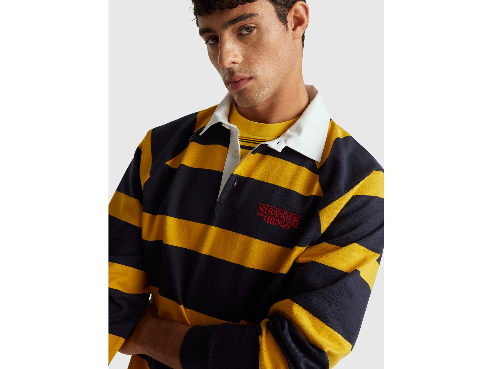 Stranger Things striped polo