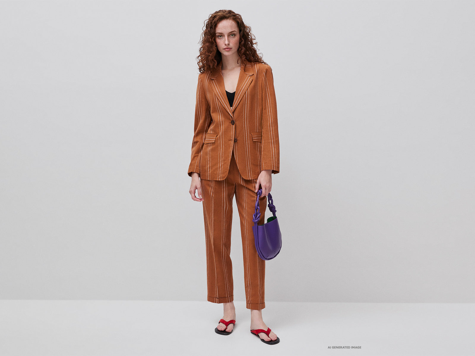 Striped linen blend trousers