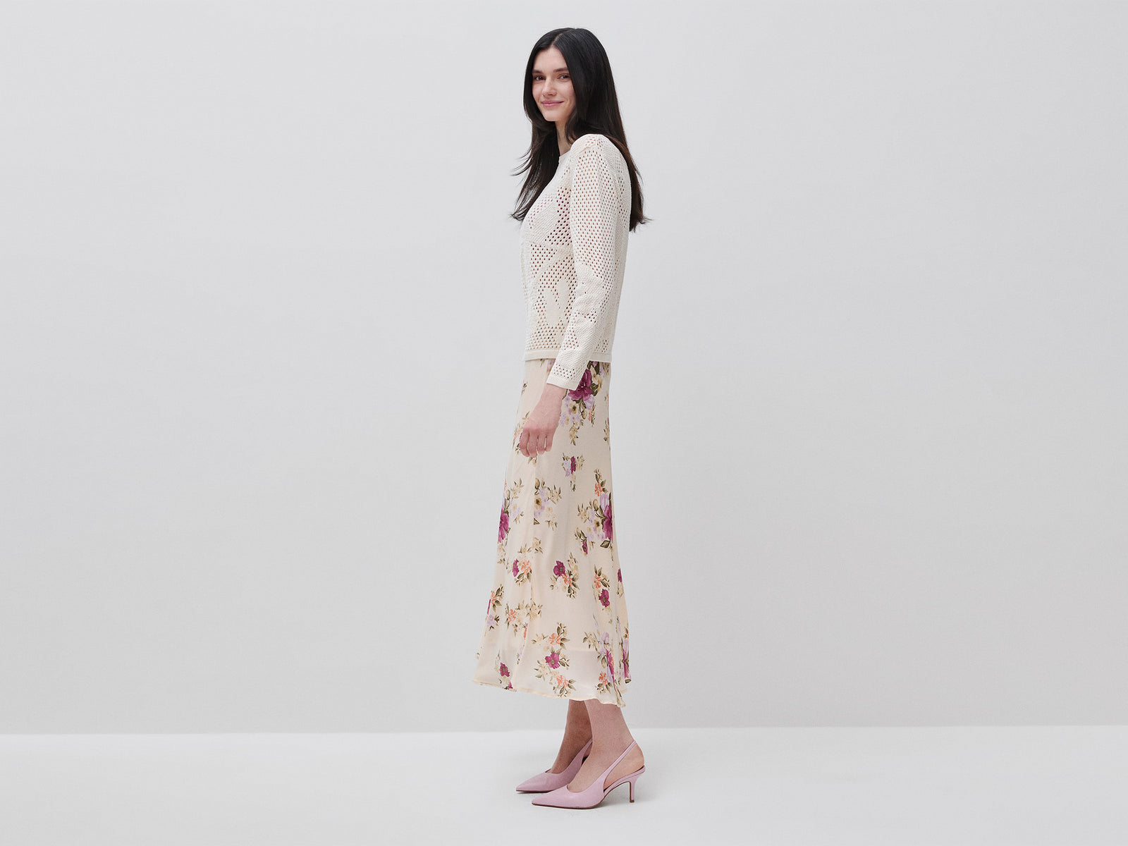 Flowing floral skirt