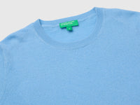 Camisola de gola redonda azul-claro em pura lã Merino - ucb_image_DS1
