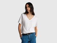 T-shirt decote em V em algodão flamé - ucb_image_F