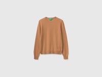 Camisola de gola redonda cor camel em pura lã Merino - ucb_image_FS