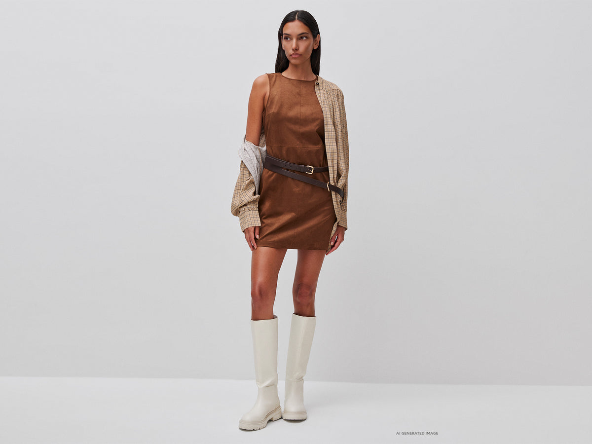 Vestido sem mangas com efeito camurça - ucb_image_FY