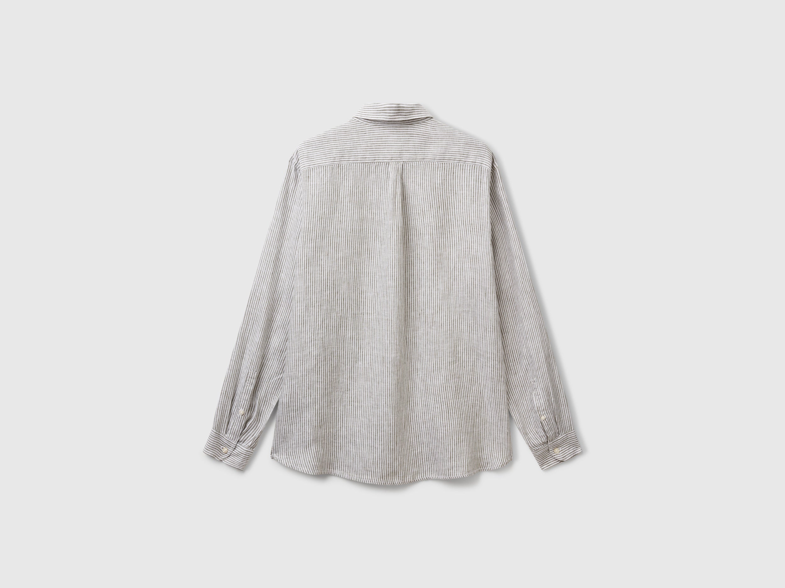 Camisa às riscas verde e branco em linho puro - ucb_image_BS