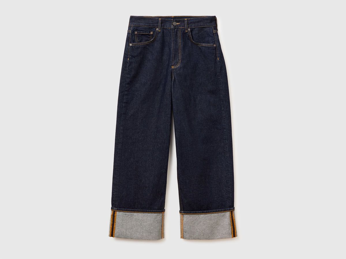 Jeans cropped com dobra lavagem rinse - ucb_image_FS