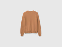 Camisola de gola redonda cor camel em pura lã Merino - ucb_image_BS
