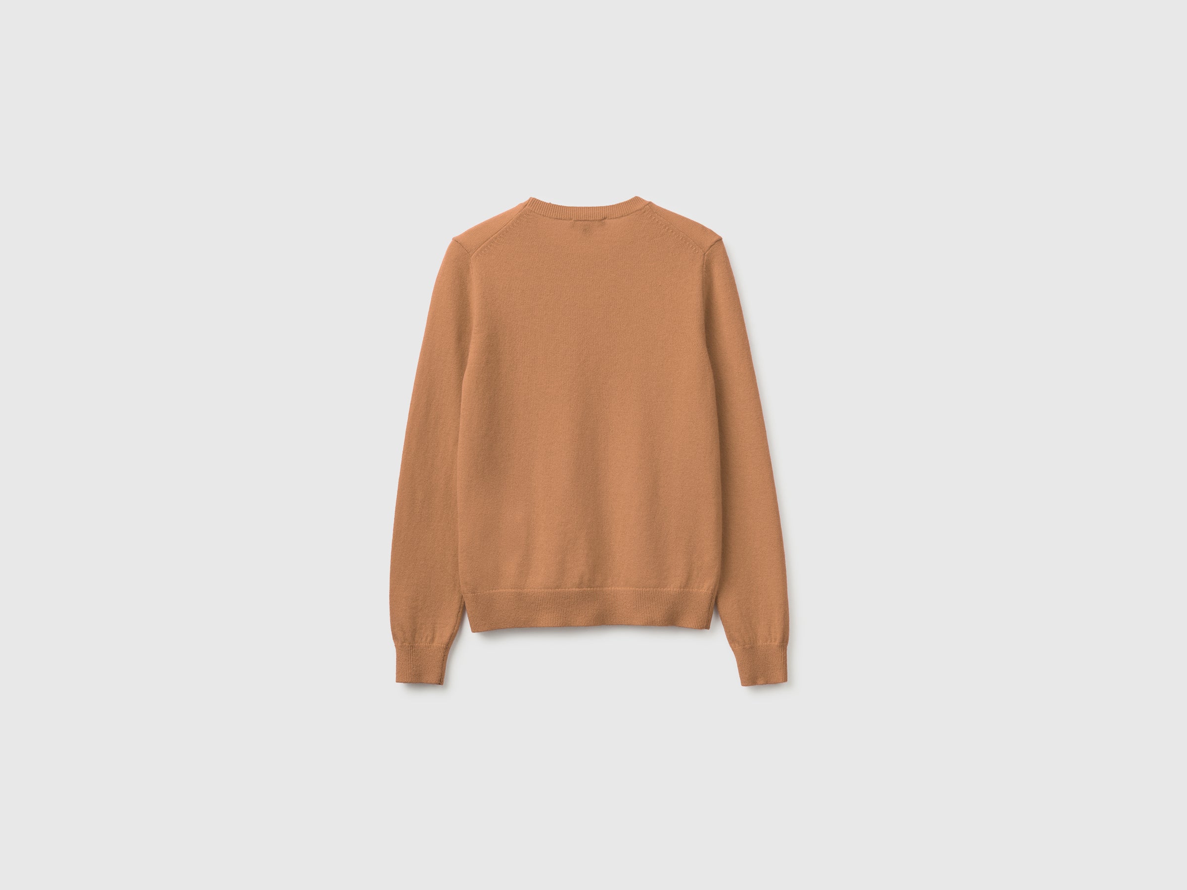 Camisola de gola redonda cor camel em pura lã Merino - ucb_image_BS