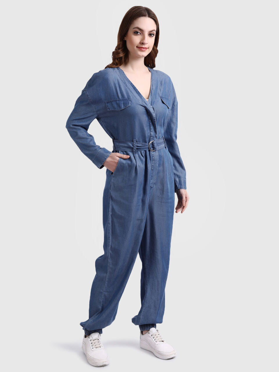 Tencel Jumpsuit with Long Sleeves image number null