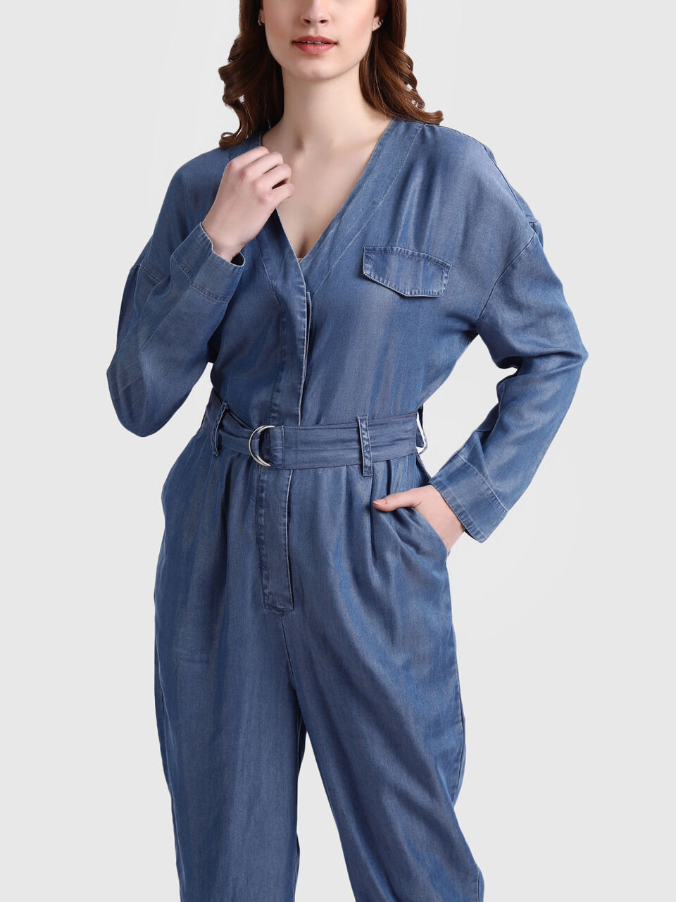 Tencel Jumpsuit with Long Sleeves image number null