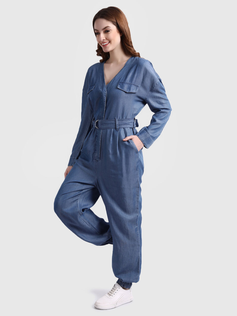 Tencel Jumpsuit with Long Sleeves image number null