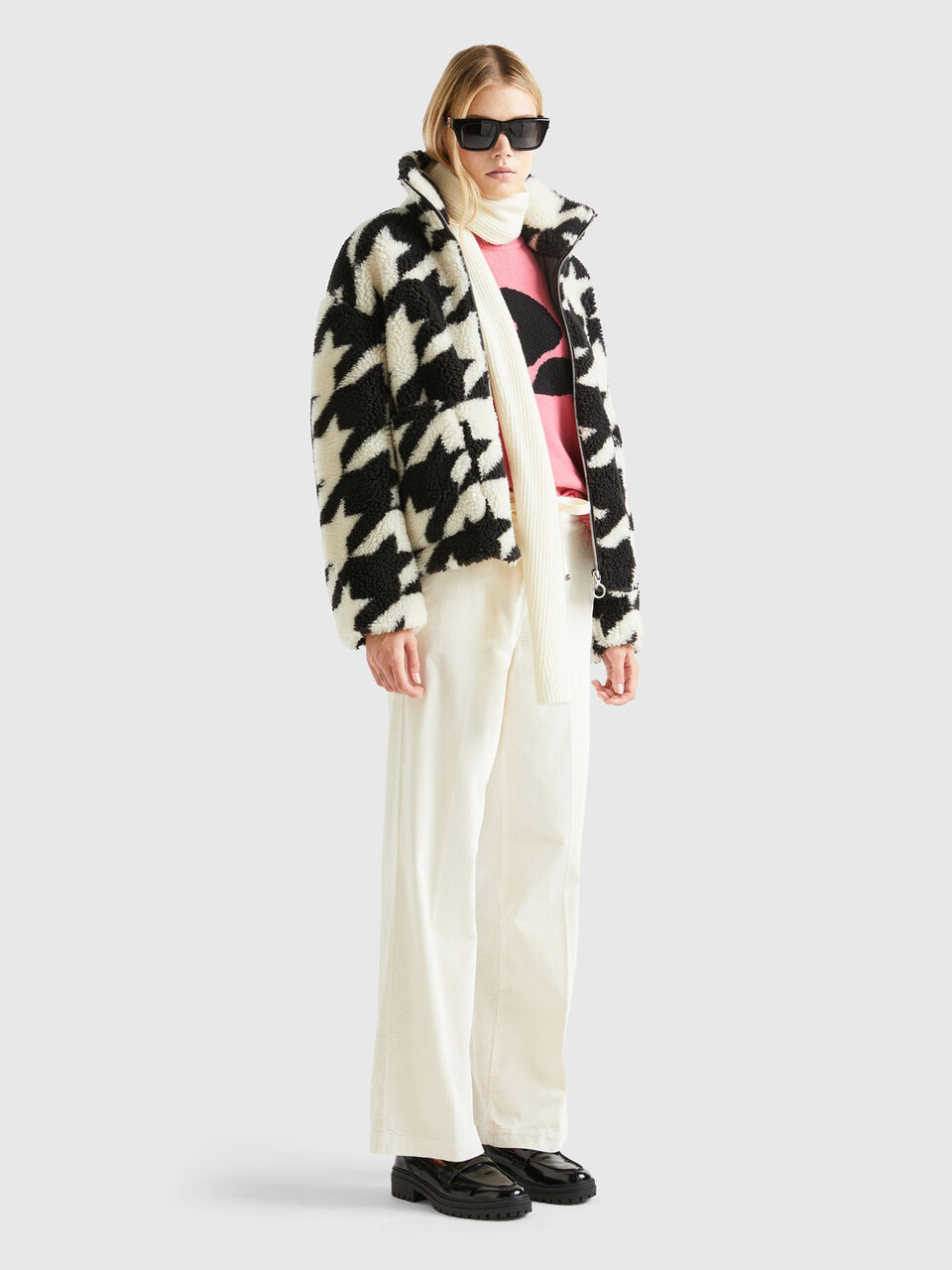 F/S RAISED NECK HOUNDSTOOTH JACKET image number null