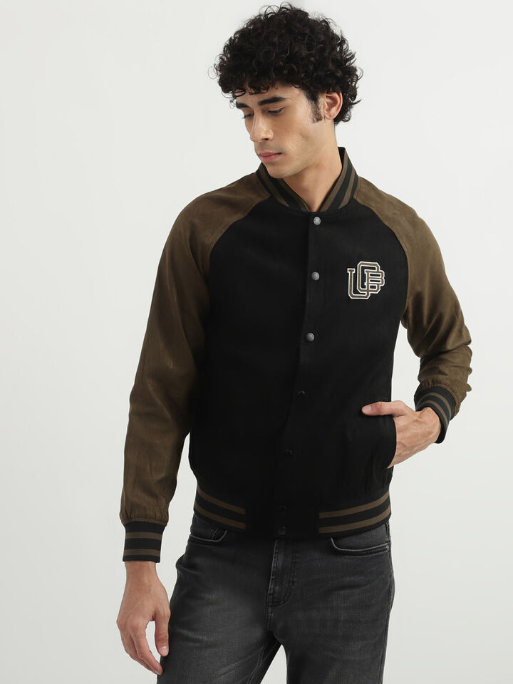 SUEDE VARSITY BOMBER JACKET