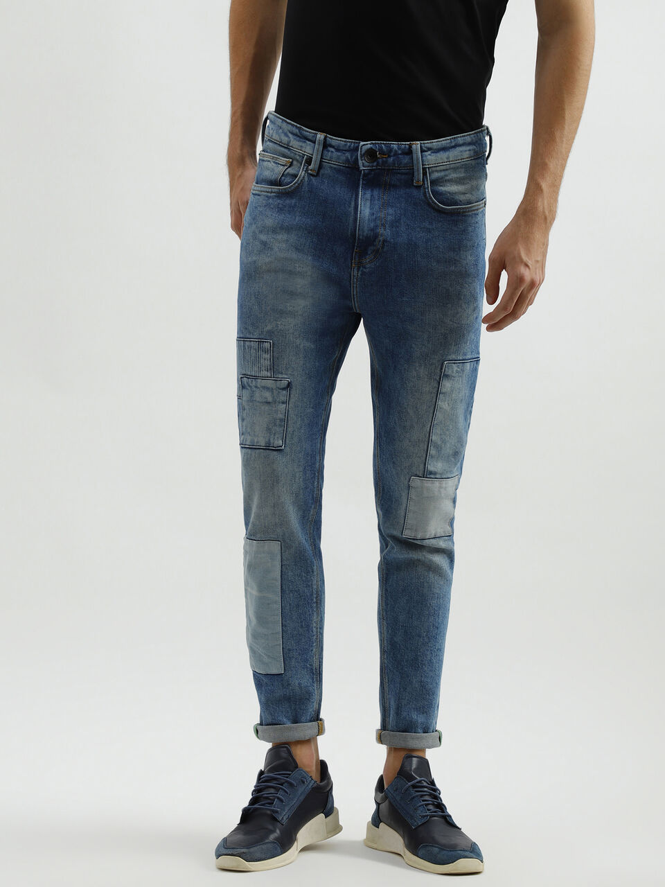 Low Crotch Patch Work Denim image number null