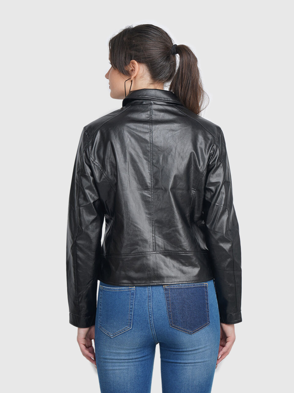 Pu Jacket With Pattern Placket image number null