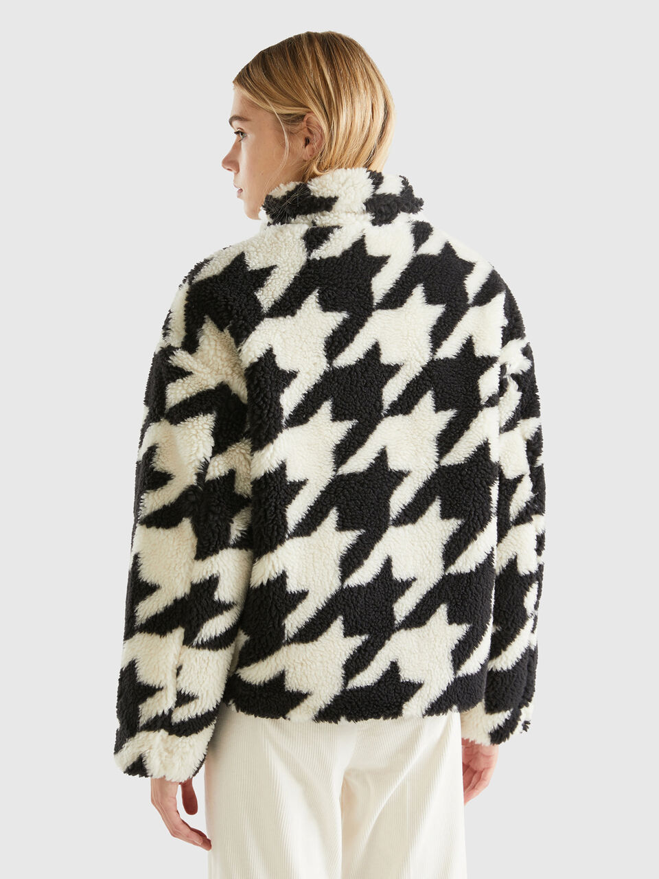 F/S RAISED NECK HOUNDSTOOTH JACKET image number null