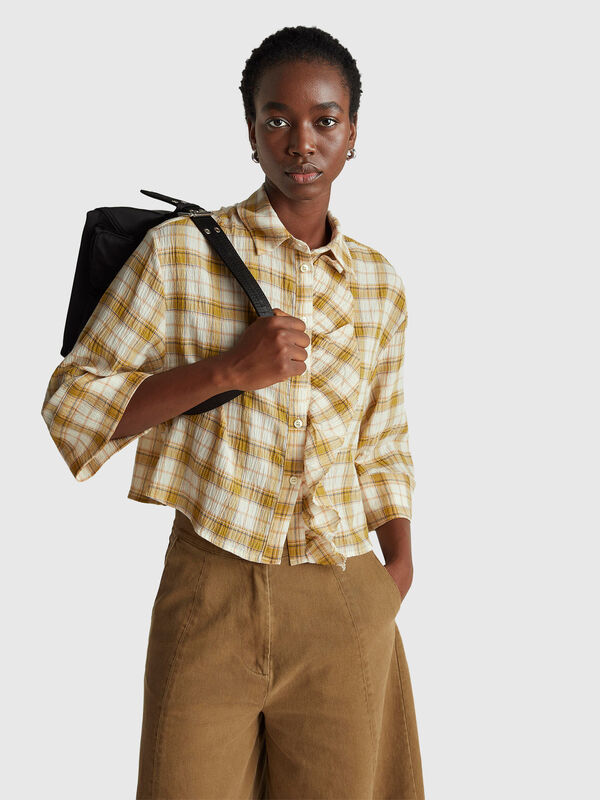 Kariertes Hemd mit Rüschen Damen