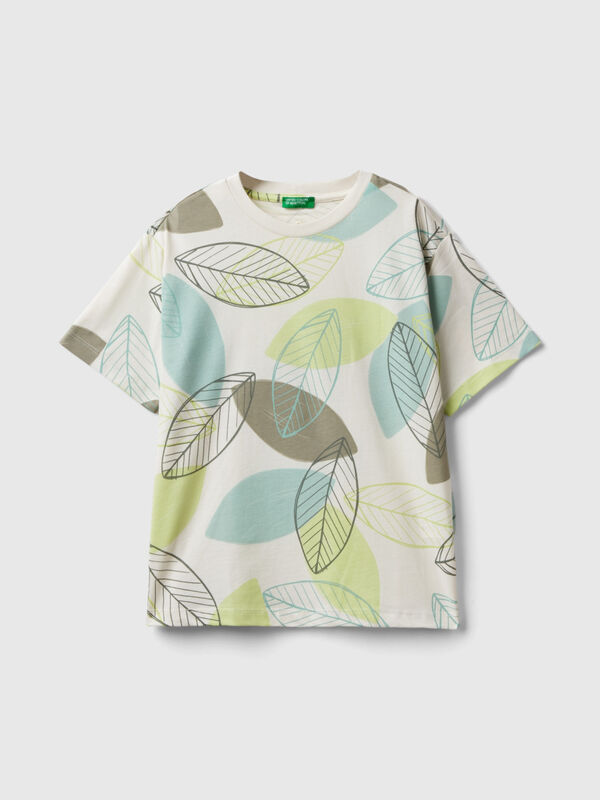 T-Shirt mit Blätter-Druck Jungen