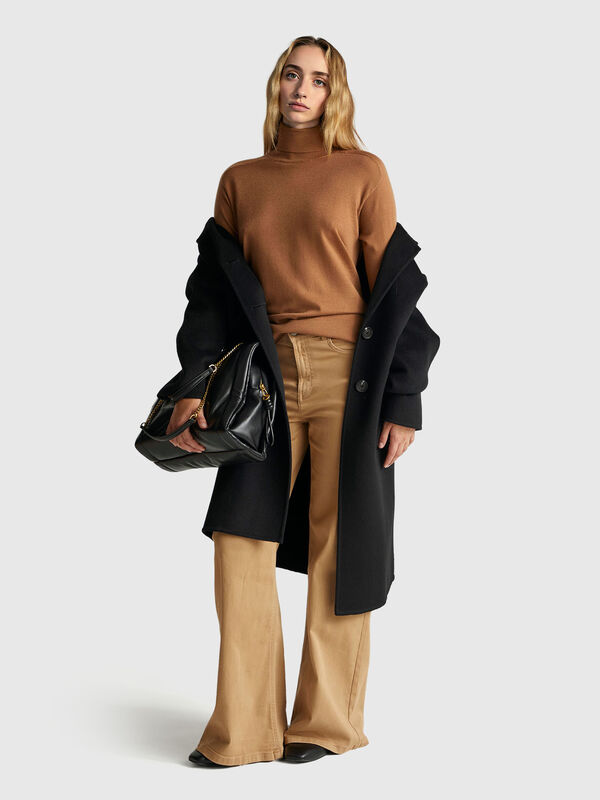 Rollkragenpullover aus reiner Merinowolle Damen