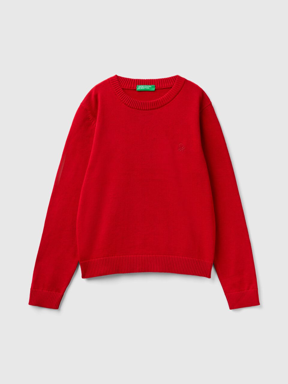 - Pullover 100% Baumwolle Benetton Rundausschnitt Rot aus | mit