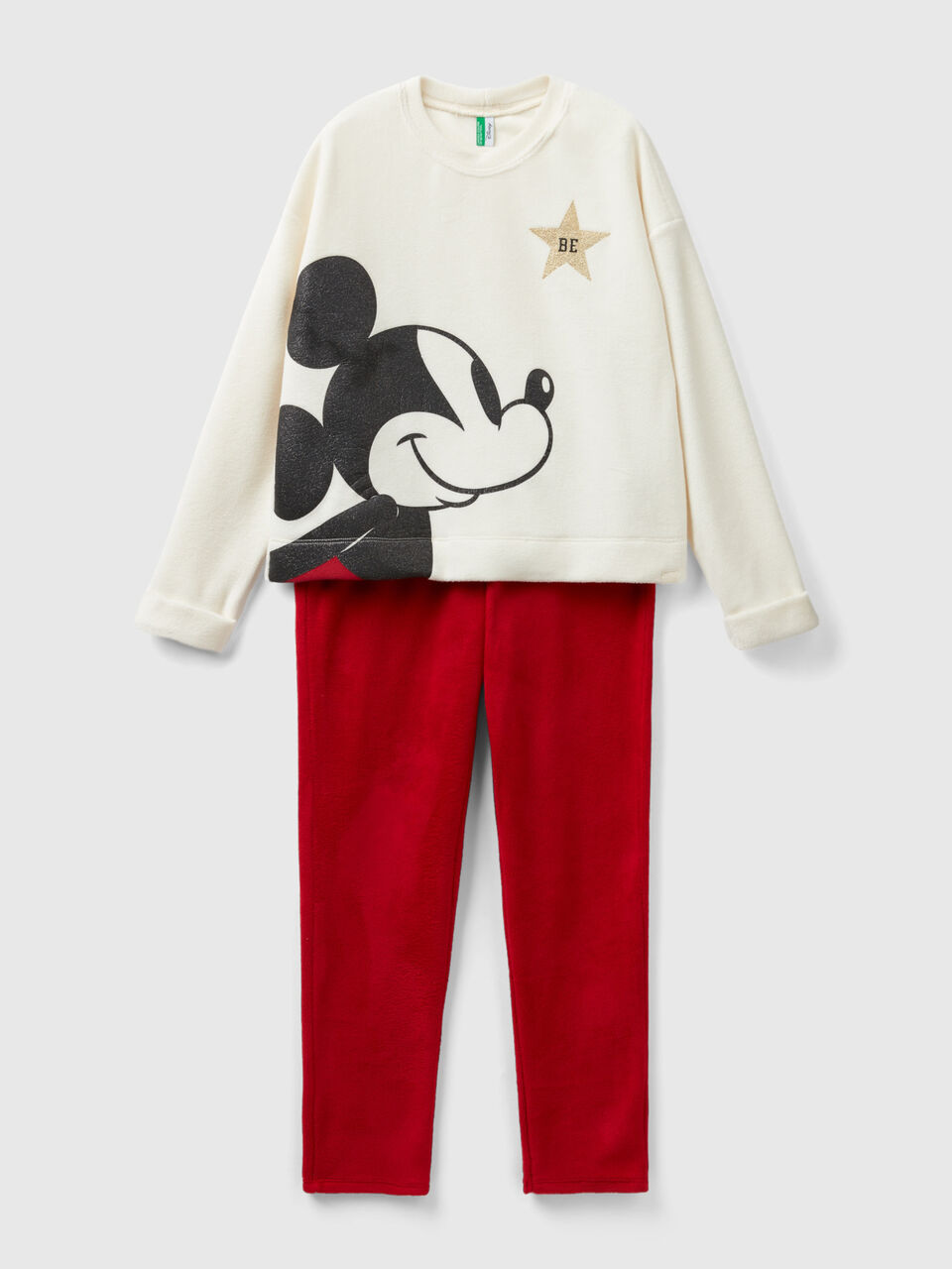 Fleecepyjama mit Mickey Mouse - Cremeweiss