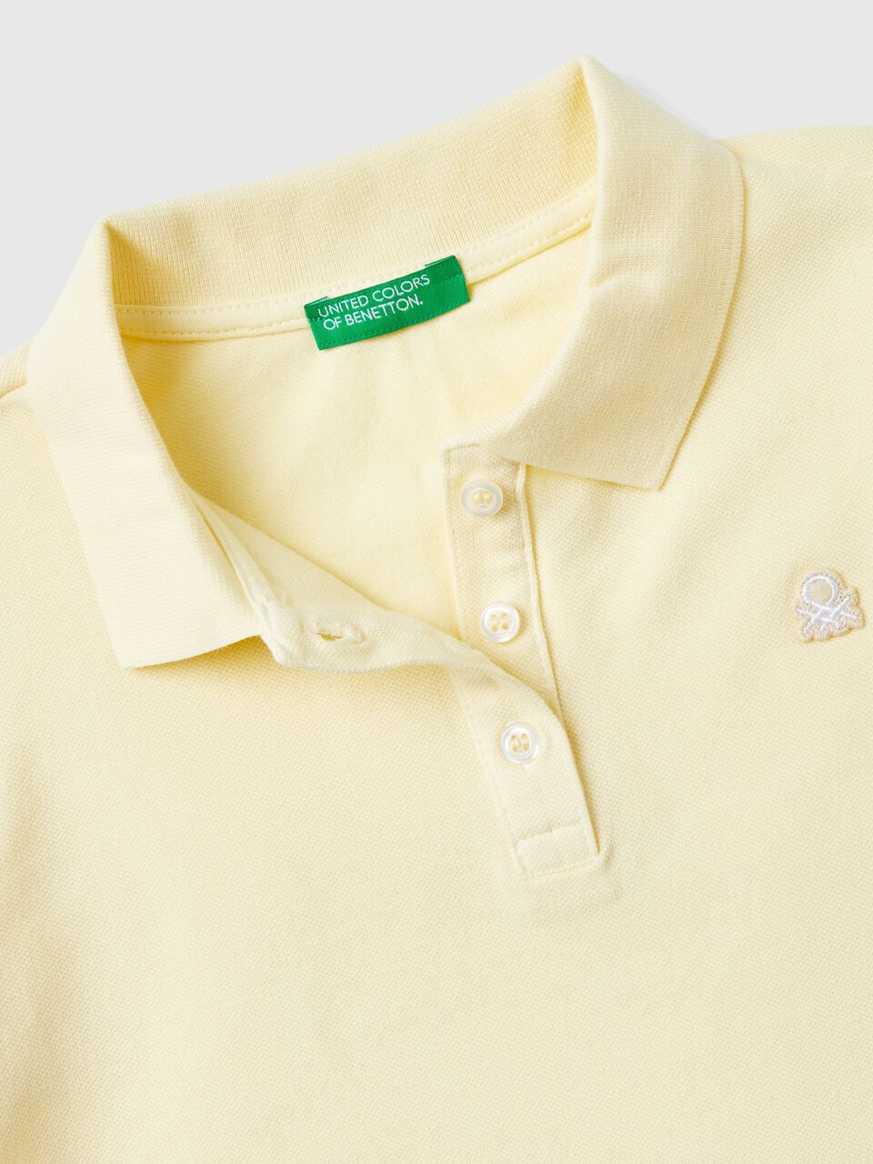 Polo aus Bio-Baumwolle mit langen Ärmeln - Gelb Benetton 