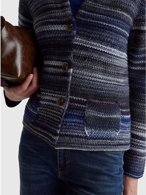 Mehrfarbige Strickjacke Damen