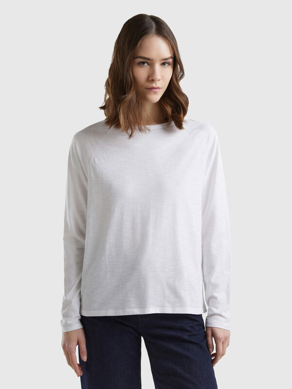 Langärmeliges T-Shirt aus leichter Baumwolle Damen